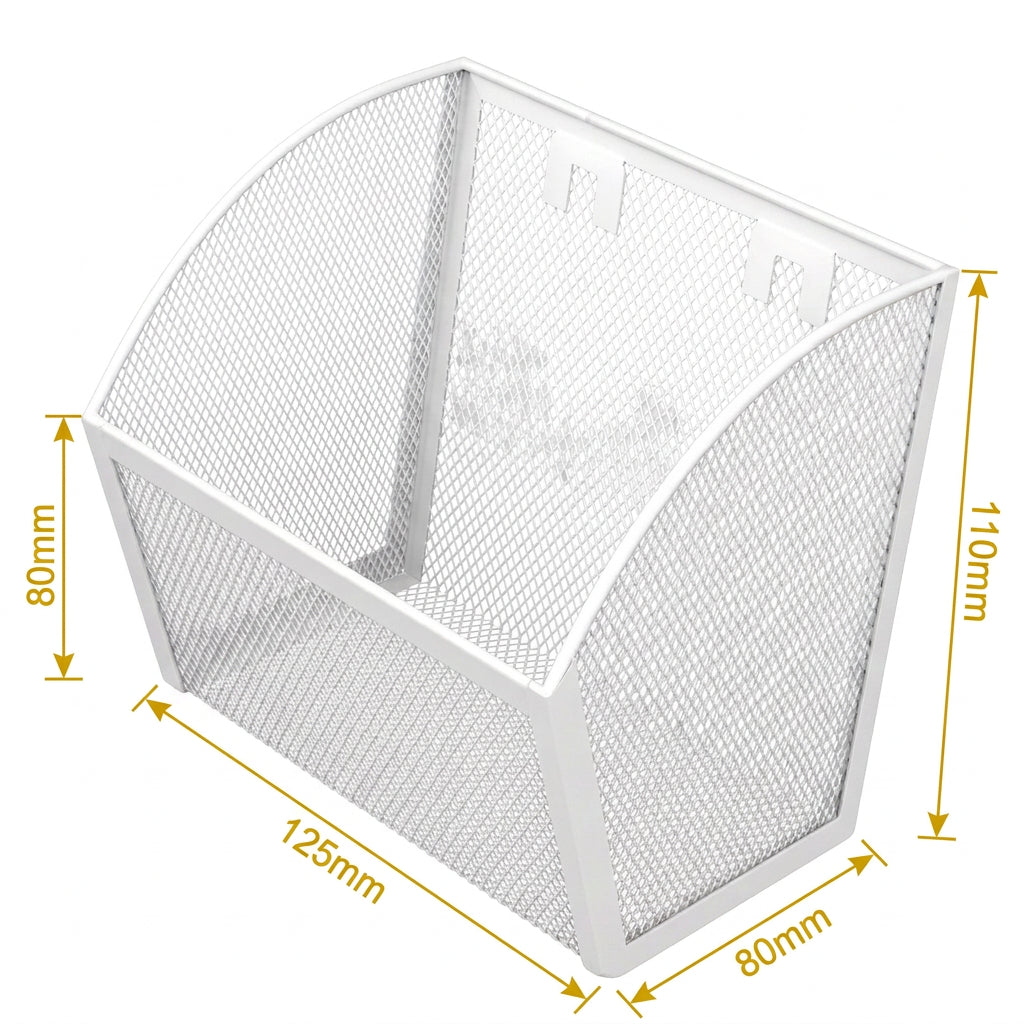 Pegboard Skewed Mesh Basket – Medium | Heavy-Duty Metal, White