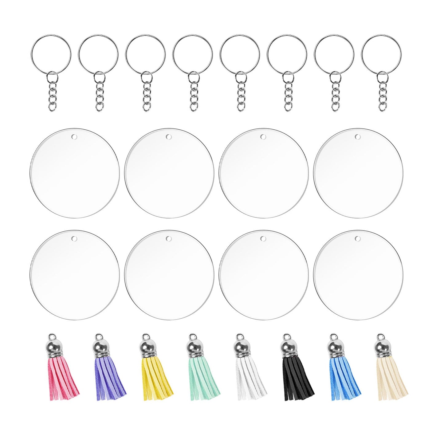 Round Acrylic Keychain Blanks( 8 Pcs/Set)