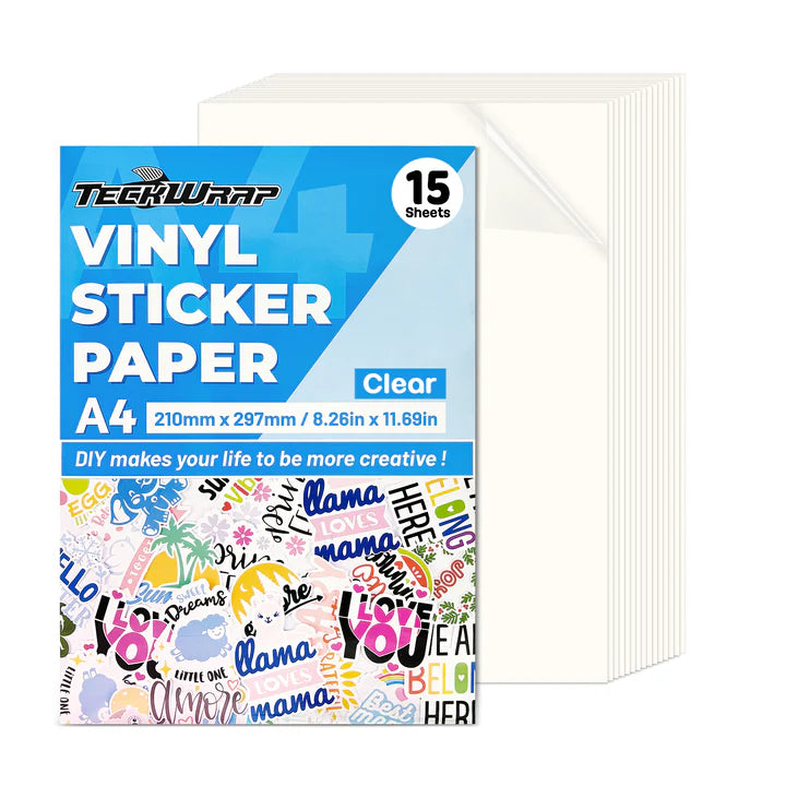 TECKWRAP CLEAR PRINTABLE STICKER VINYL (15PCS)