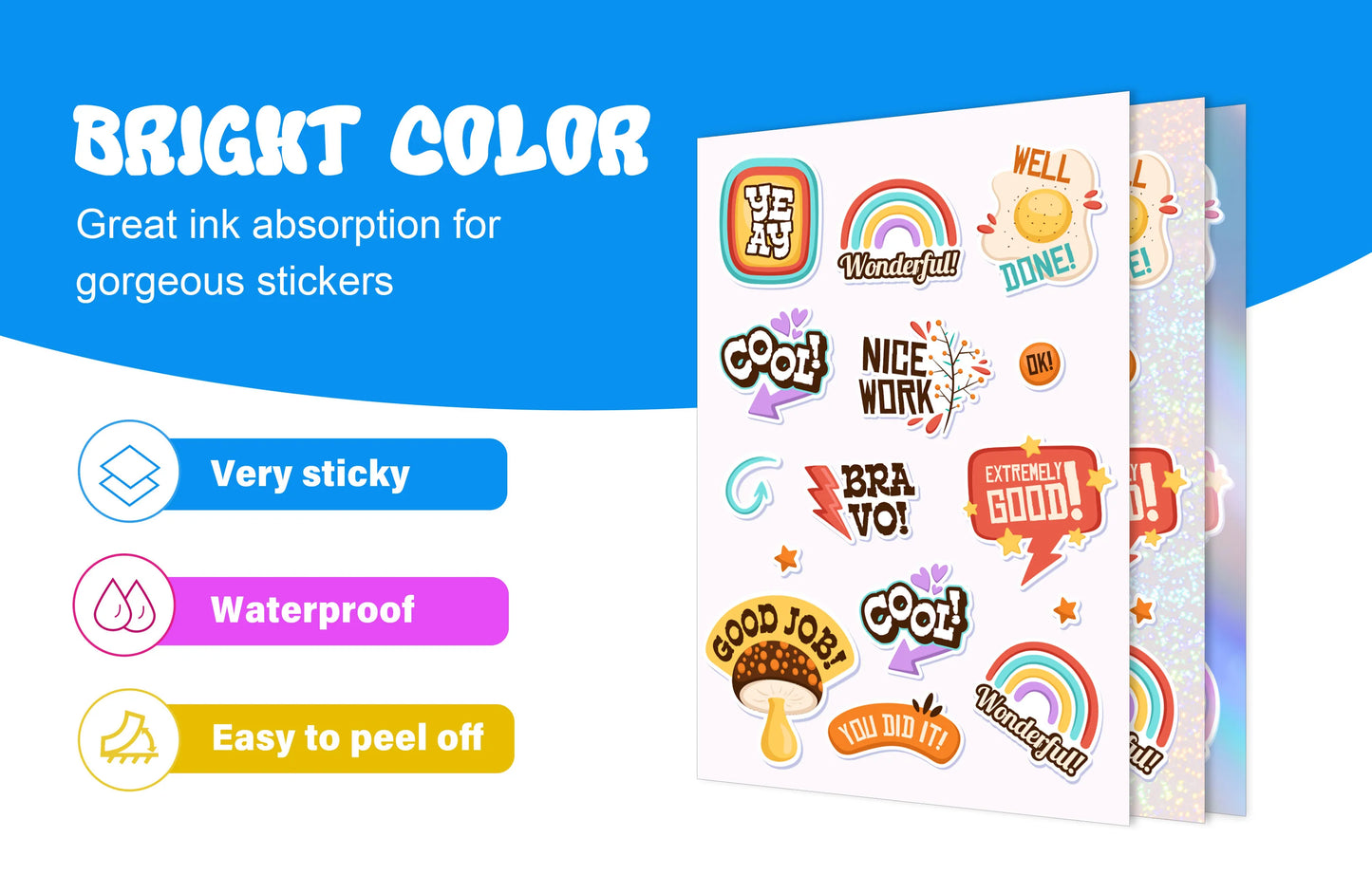 TECKWRAP GLOSSY WHITE PRINTABLE STICKER VINYL(15PCS)