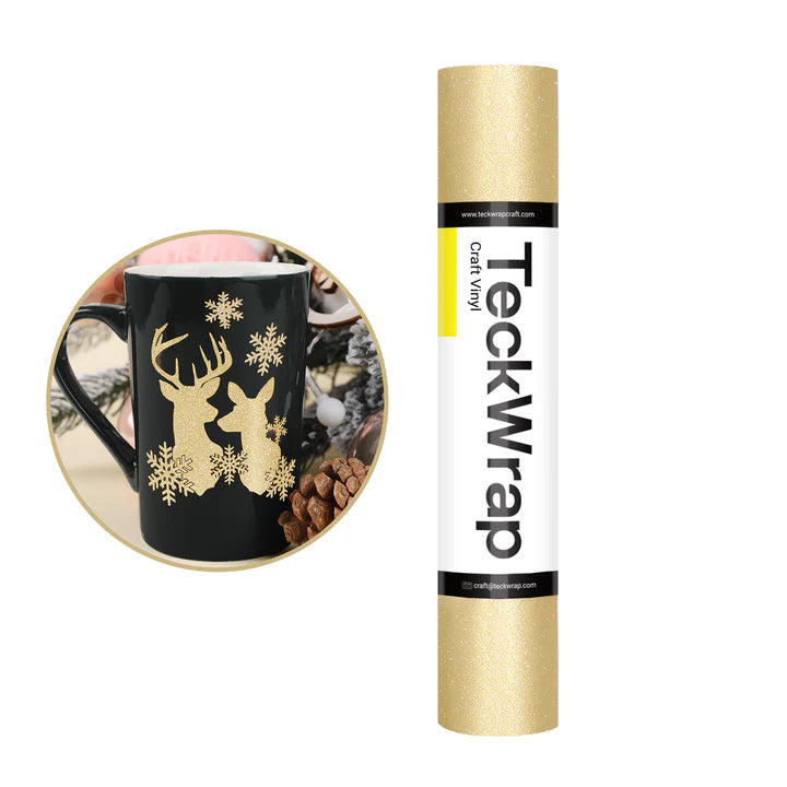 Teckwrap Glitter Adhesive Craft Vinyl-Champagne Gold