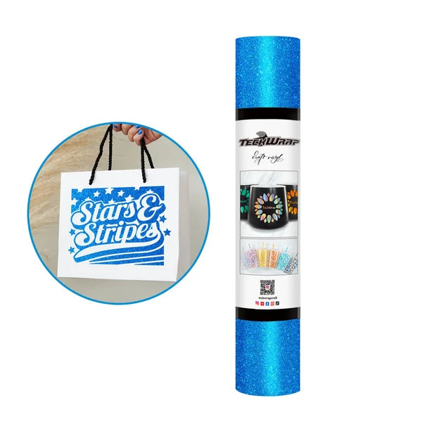 Teckwrap Bright Glitter Adhesive Craft Vinyl -Blue
