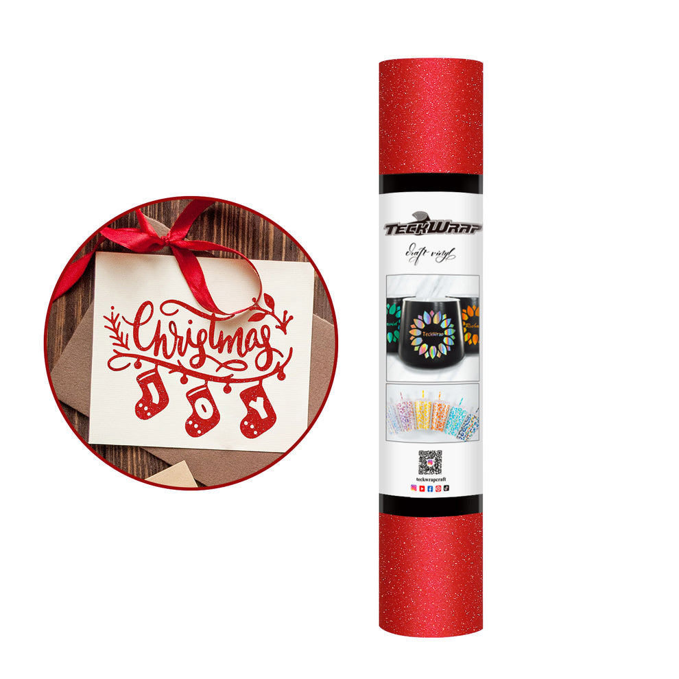 Teckwrap Glitter Adhesive Vinyl-Crimson