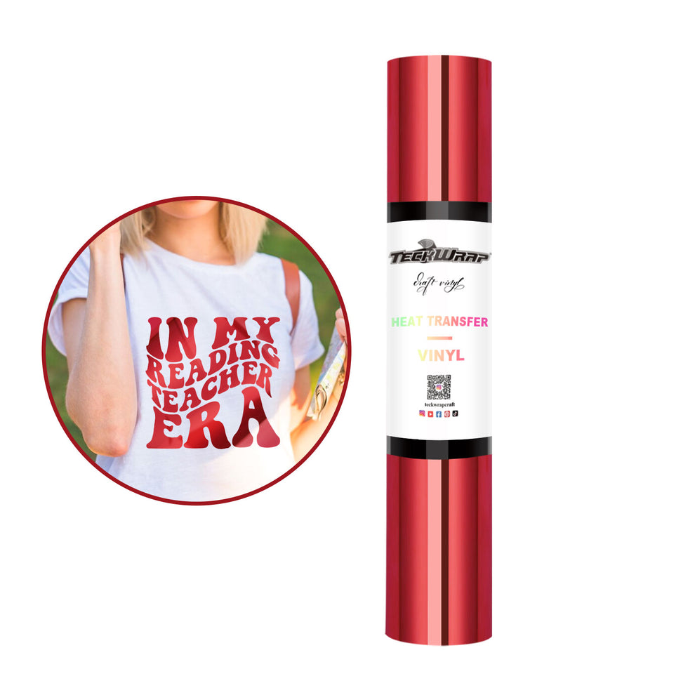 Metallic Chrome Heat Transfer Vinyl-Flame Red