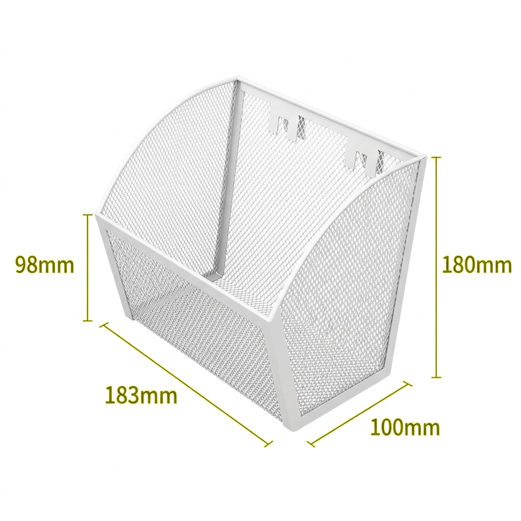 Pegboard Skewed Mesh Basket – Large | Heavy-Duty Metal, White