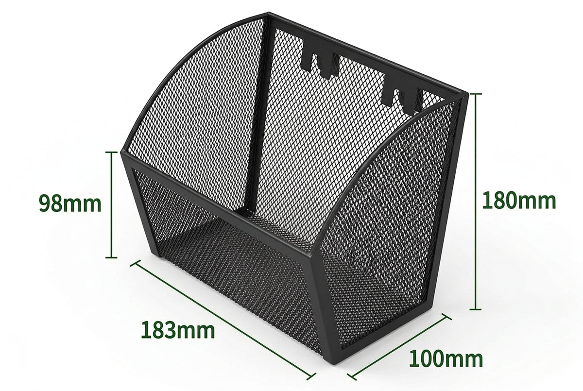 Pegboard Skewed Mesh Basket – Large | Heavy-Duty Metal, Black