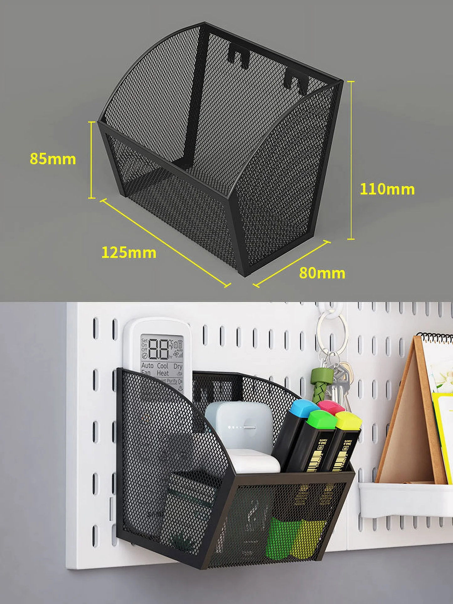 B-024 Skewed Mesh Basket – Large | Heavy-Duty Metal, Black