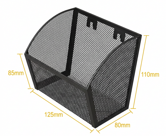 Pegboard Skewed Mesh Basket – Medium | Heavy-Duty Metal, Black