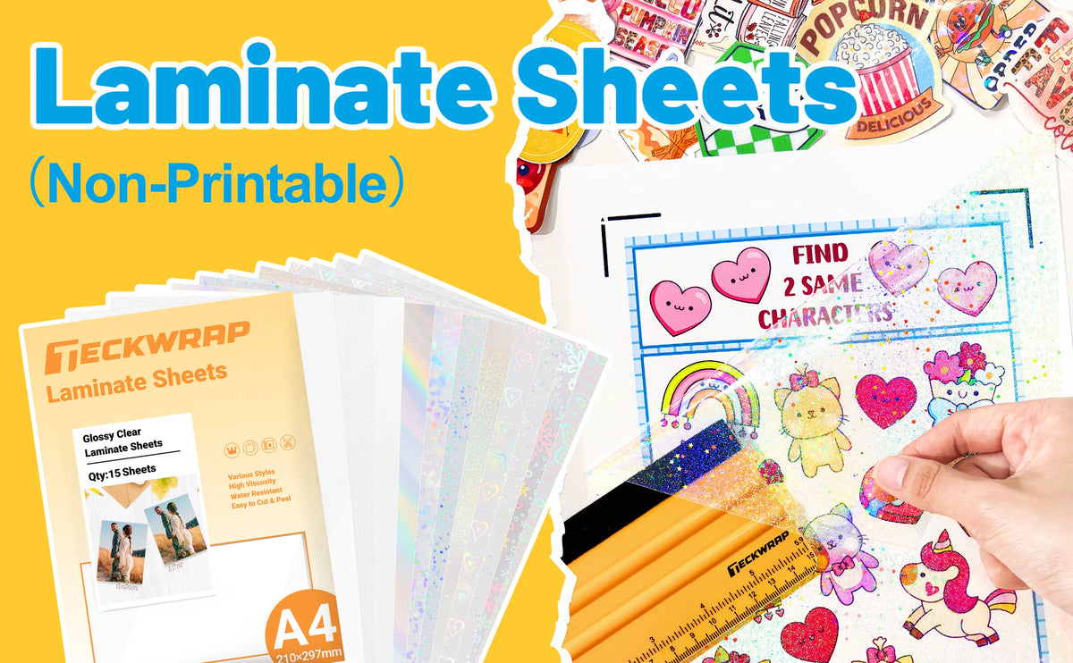 TECKWRAP Cold Laminate Sheets - Glossy Clear (15PCS)