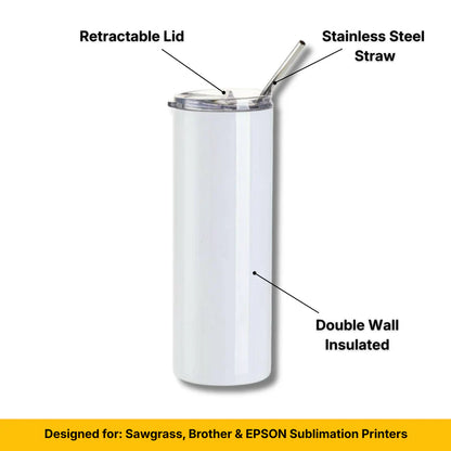 BestSub 20oz Stainless Steel Skinny Sublimation Tumblers