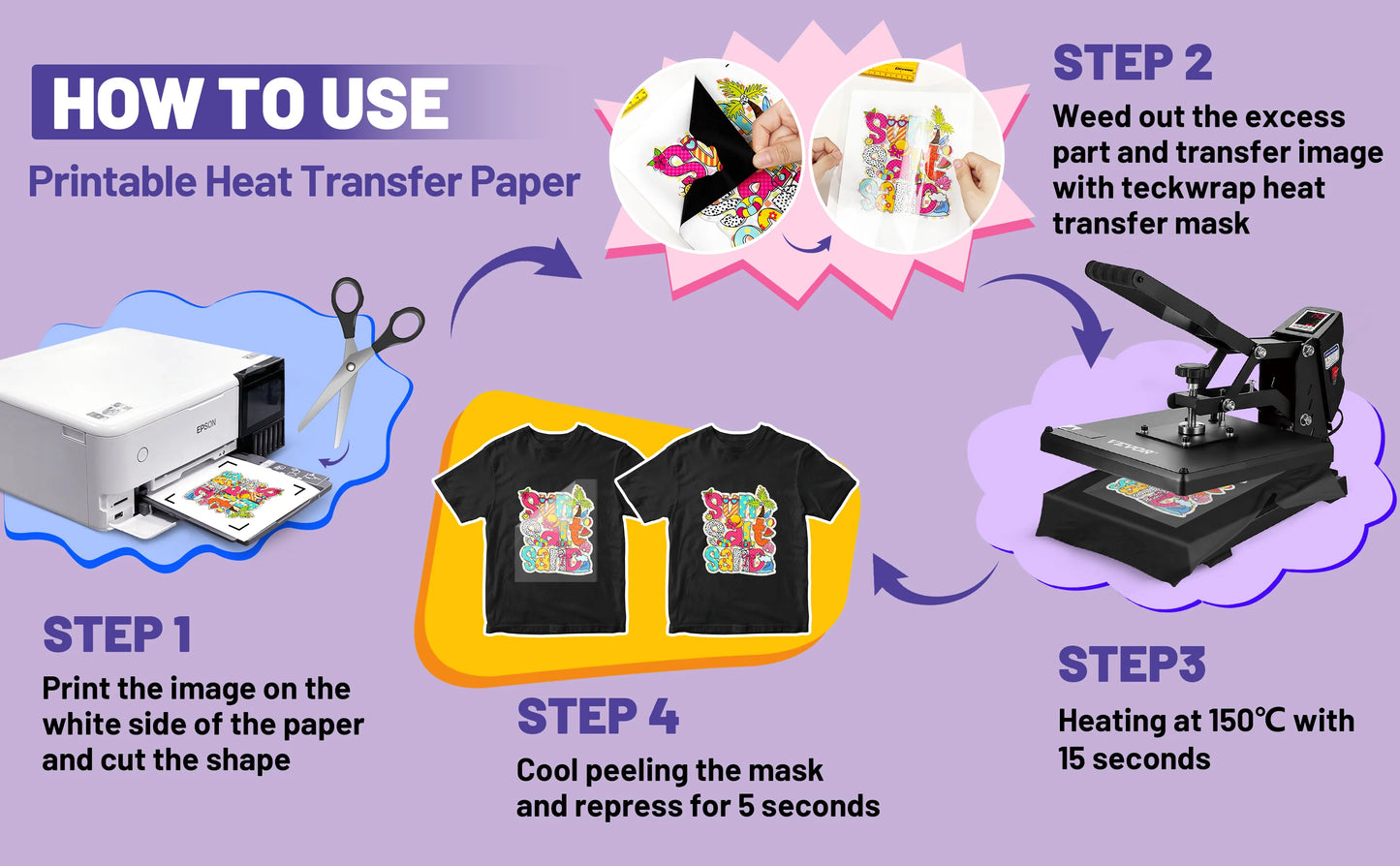 Teckwrap Inkjet Printable Heat Transfer Paper-Matte White