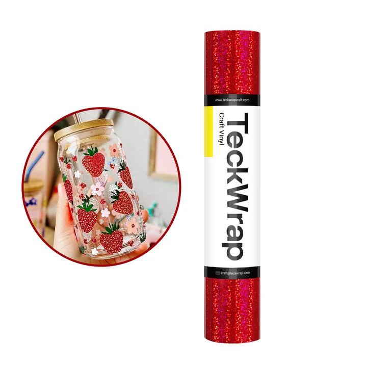 Teckwrap Holographic Sparkle Adhesive Craft Vinyl-Red