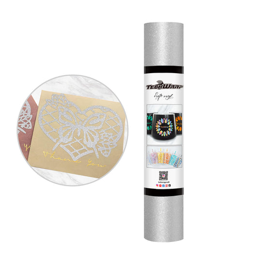 Teckwrap Glitter Adhesive Craft Vinyl-Silver