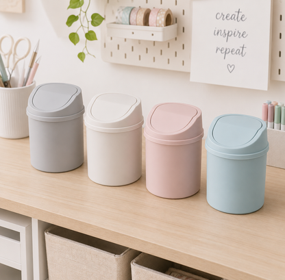 Mini Craft Scrap Bin with Press-Top Lid – Desktop Waste Bin for Craft Rooms & Creative Workspaces