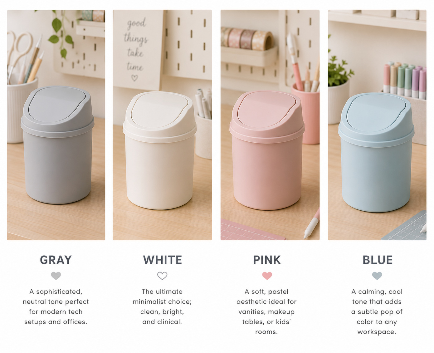 Mini Craft Scrap Bin with Press-Top Lid – Desktop Waste Bin for Craft Rooms & Creative Workspaces