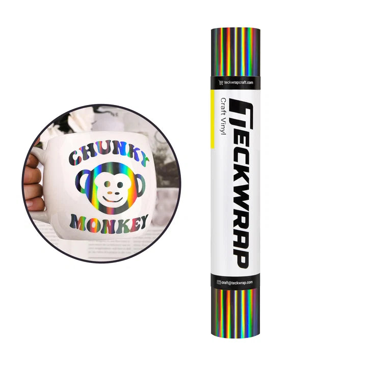Bubble Free Holographic Rainbow Adhesive Vinyl- Brown