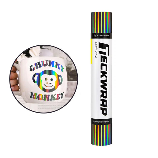 Bubble Free Holographic Rainbow Adhesive Vinyl- Brown