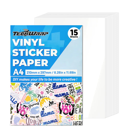 TECKWRAP GLOSSY WHITE PRINTABLE STICKER VINYL(15PCS)