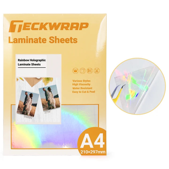 TECKWRAP Cold Laminate Sheets - Rainbow Holographic (15PCS)