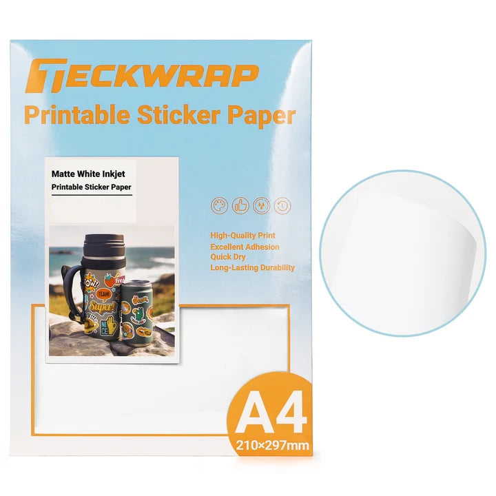 TECKWRAP MATTE WHITE PRINTABLE STICKER VINYL (15PCS)