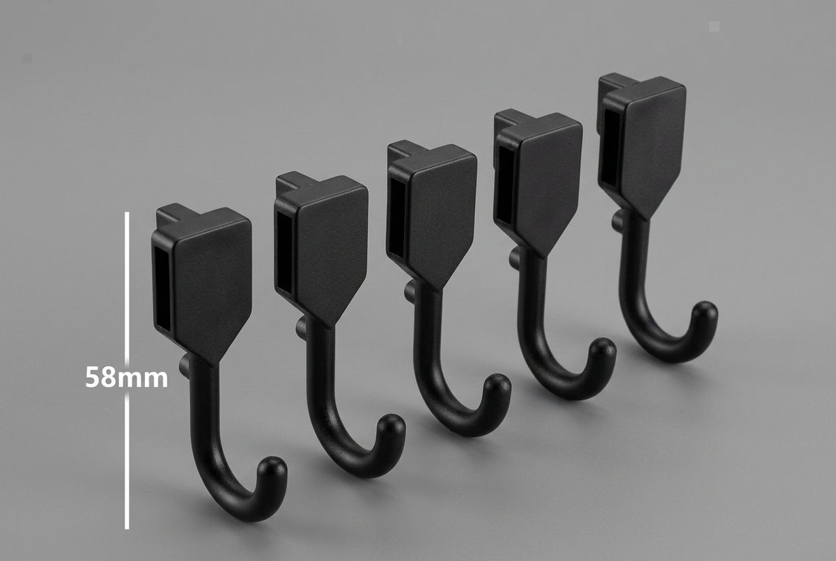 Pegboard Plastic Hook, 5 pack-Black