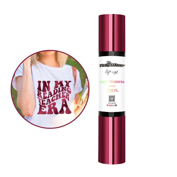 Metallic Chrome Heat Transfer Vinyl-WINE RED