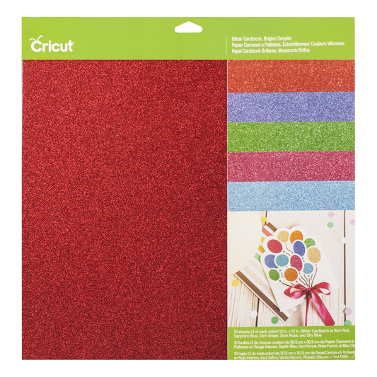 Glitter Cricut Cardstock Sampler, Brights - 12" x 12"