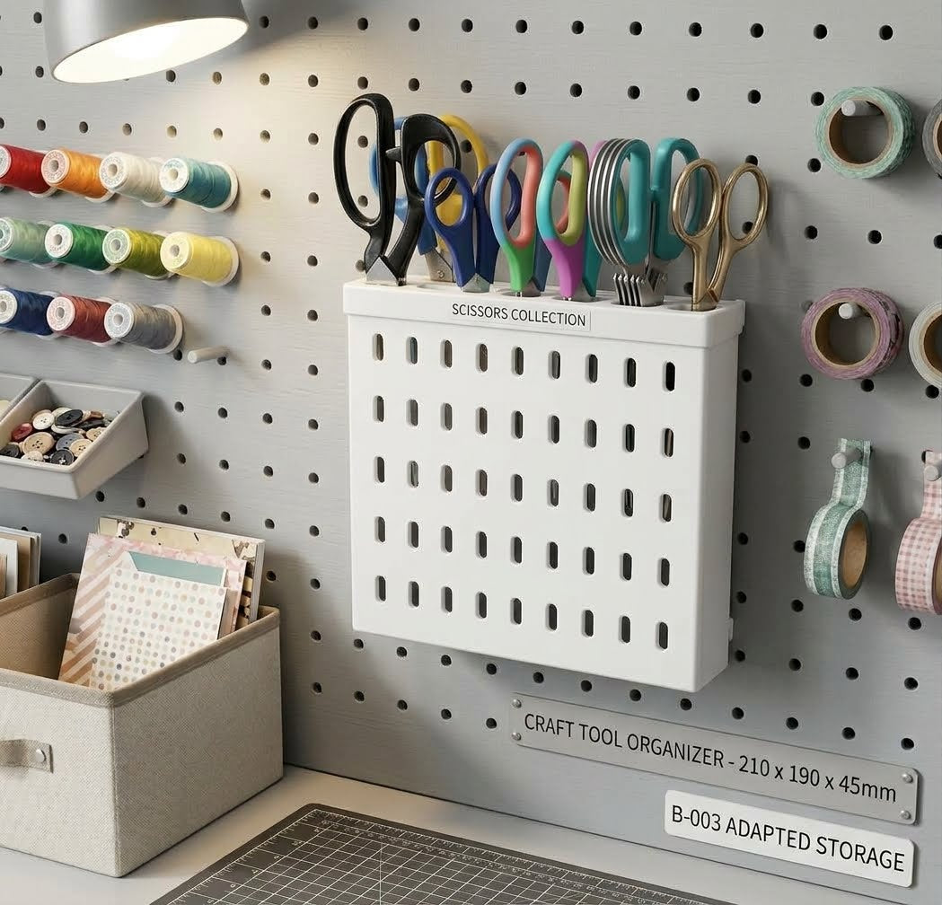 Multi-Slot Pegboard Scissors & Tool Organizer-White