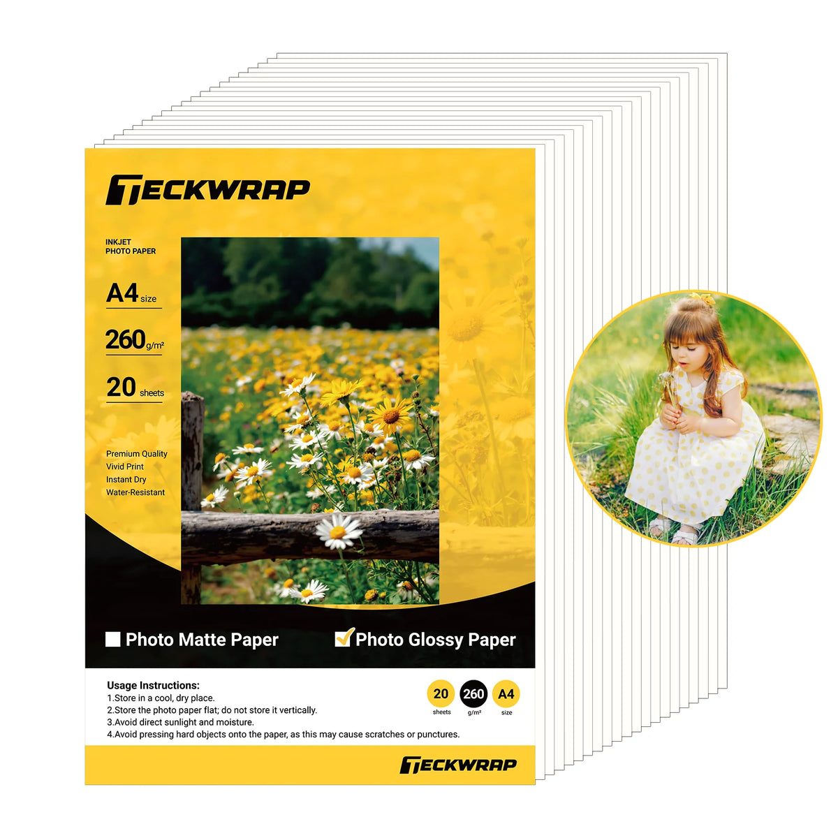 Teckwrap Inkjet Printable Photo Paper - Glossy (20 Sheets)