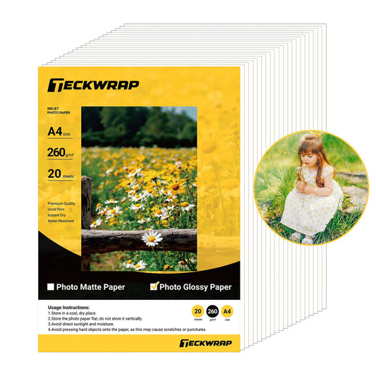 Teckwrap Inkjet Printable Photo Paper - Glossy (20 Sheets)