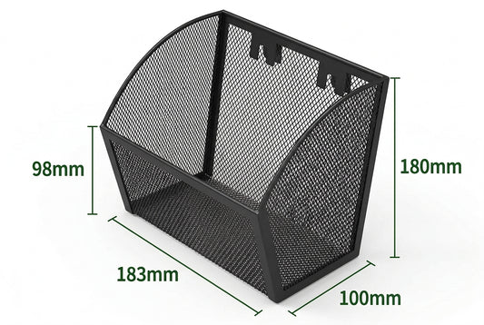 Pegboard Skewed Mesh Basket – Large | Heavy-Duty Metal, Black