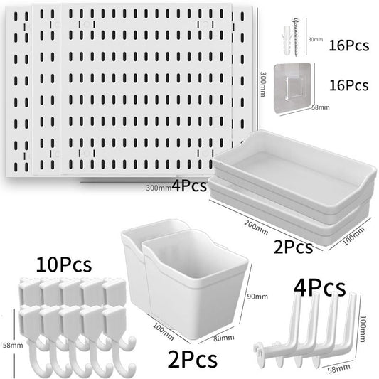 Pegboard Wall Organizer Set – 4 Panels (30x30cm) + 56 Accessories-WHITE
