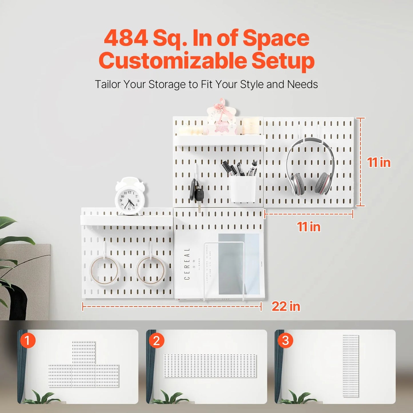 VEVOR Pegboard Combination Kit - (4 Panels, 280 x 280 mm)-WHITE