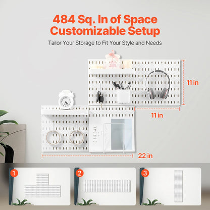 VEVOR Pegboard Combination Kit - (4 Panels, 280 x 280 mm)-WHITE