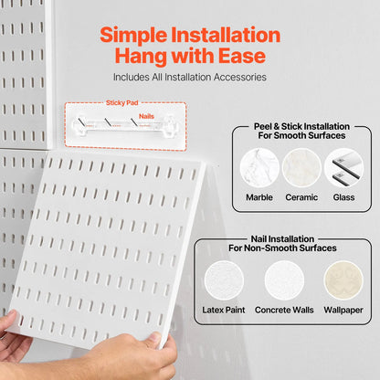 VEVOR Pegboard Combination Kit - (4 Panels, 280 x 280 mm)-WHITE